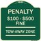 Signmission Penalty $100 $500 Fine Tow Away Zone Virginia Handicap Supplementary Alum, 18" x 18", G-1818-23336 A-DES-G-1818-23336 - alternate 1